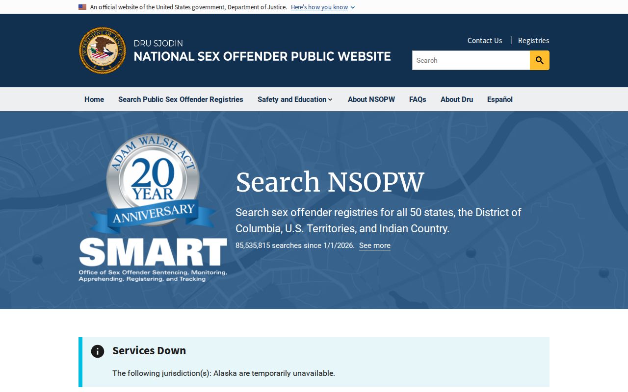 National sex offender registry search for a Luce County inquiry