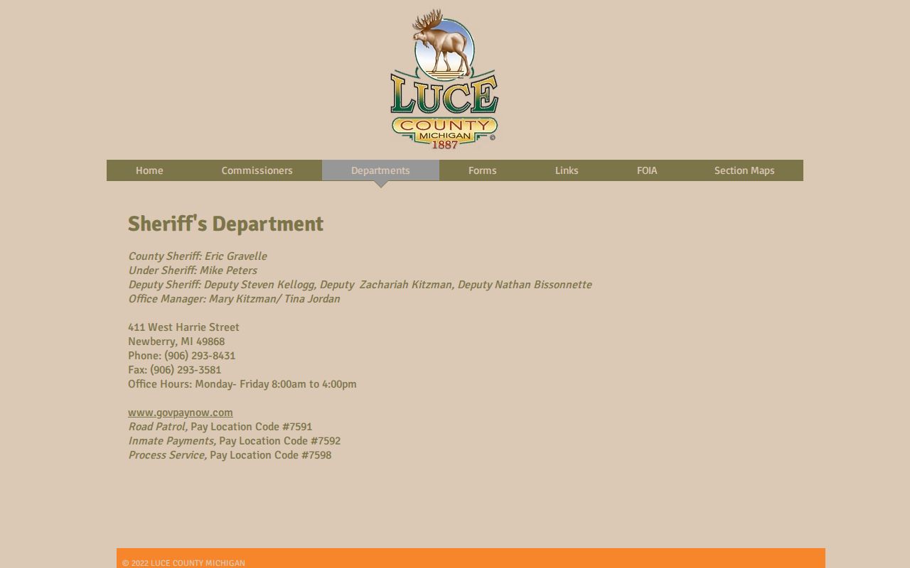 Luce County criminal records sheriff and jail contact