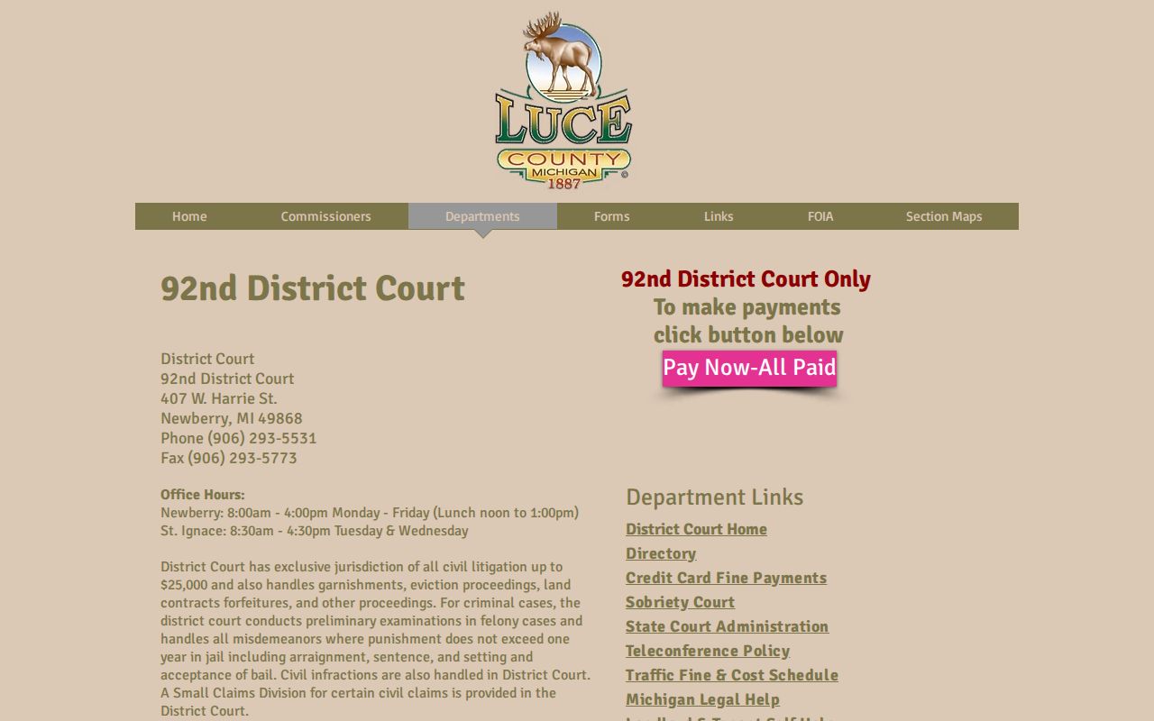 Luce County criminal court and reported crime context