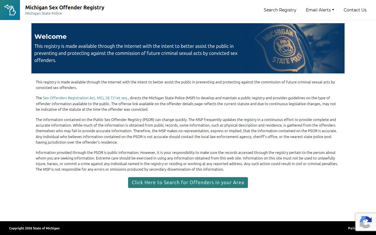 Luce County criminal records in Michigan sex offender registry