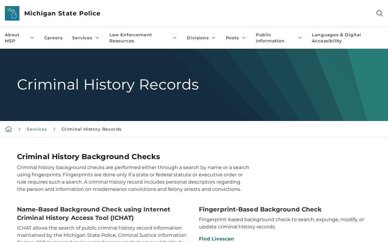 Luce County criminal history and Michigan ICHAT access